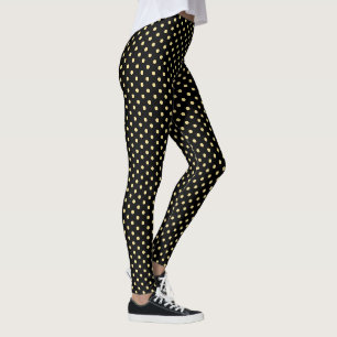 Leggings Retro Black Gold Petite Pois Motif mode