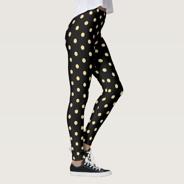 Leggings Retro Black Gold Pois Motif Chic mode (Droite)