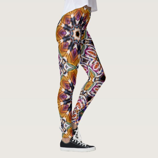 Leggings Retro Boho Bohemian Hippie Trippy Rosette Mandala (Droite)