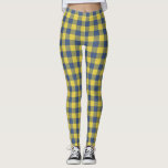 Leggings Retro Buffalo Plaid Tartan Motif jaune bleu<br><div class="desc">Retro Buffalo Plaid Tartan Motif Jambes jaunes et bleues</div>