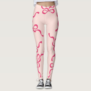 Leggings Retro Christmas Bows Holiday Classic rouge