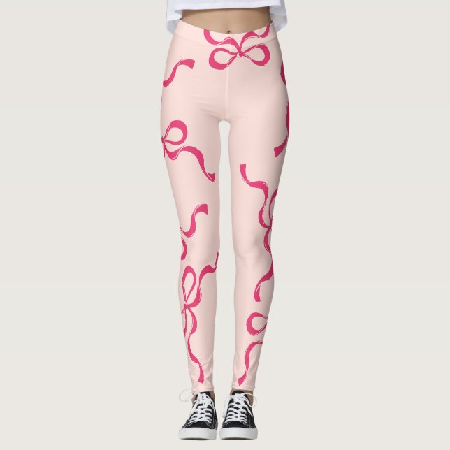 Leggings Retro Christmas Bows Holiday Classic rouge (Devant)