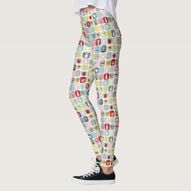 Leggings Retro Coffee Pots and Cups (Gauche)