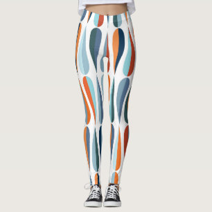 Leggings Rétro du milieu du siècle, goutte forme motif.