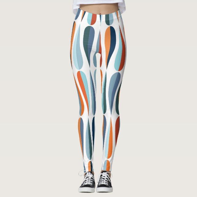 Leggings Rétro du milieu du siècle, goutte forme motif. (Devant)