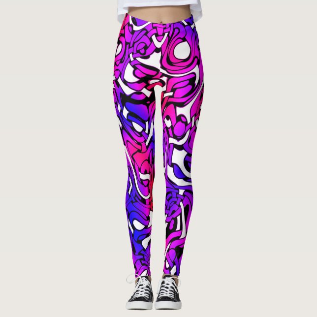 Leggings Retro Funky Bright Colors Pop Art (Devant)