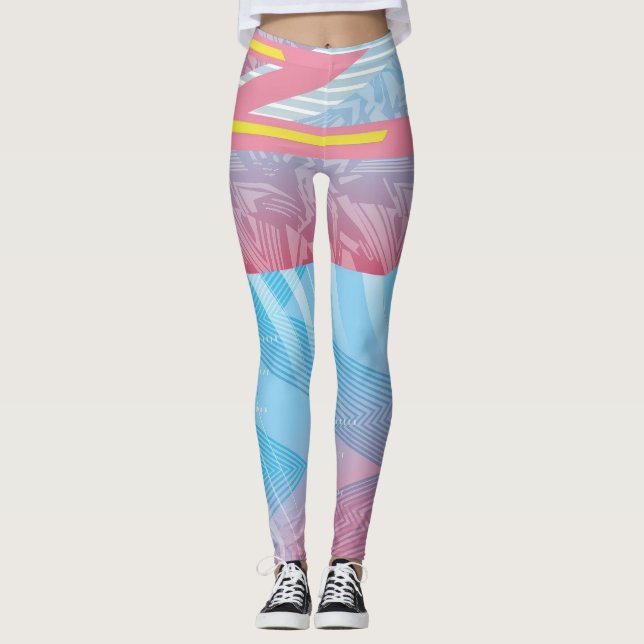 Leggings rétro Futuriste géométrique Vibrant 80s (Devant)