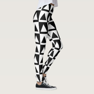 Leggings Rétro géométrique triangle noir et blanc