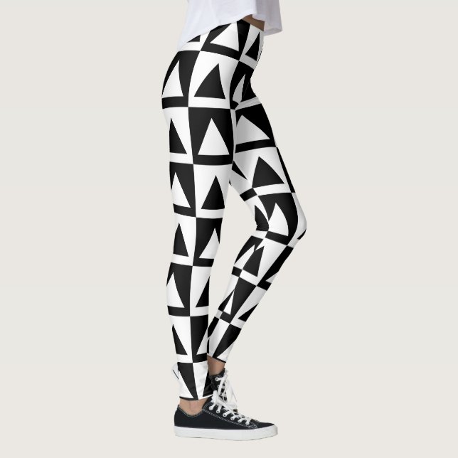 Leggings Rétro géométrique triangle noir et blanc (Droite)