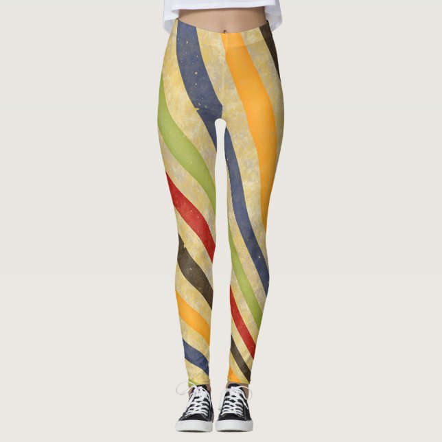 Leggings Retro Grunge Stripes + vos idées (Devant)