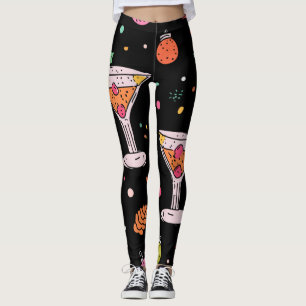Leggings Retro Holiday Martinis avec Holly Berries