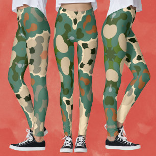 Leggings Retro Mandala Green Brown et orange