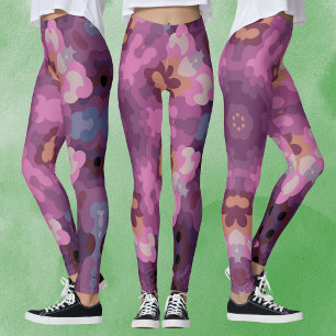 Leggings Rétro Mandala violet rose et orange