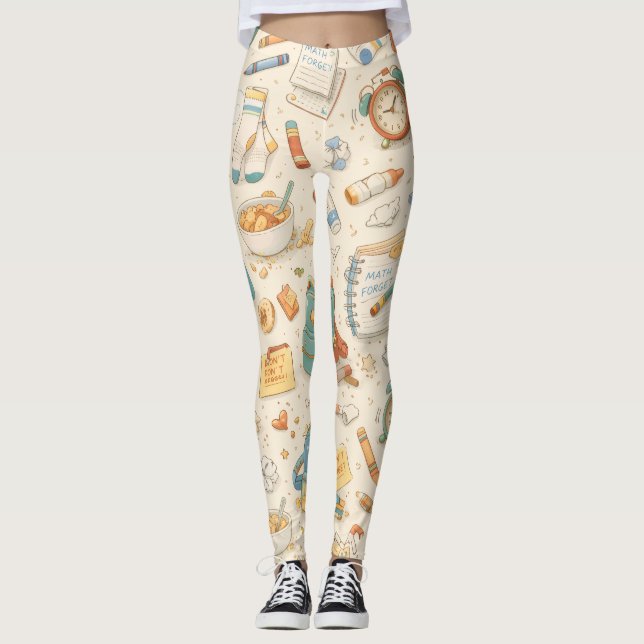 Leggings Rétro Matin Chaotique École (Devant)