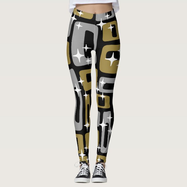 Leggings Retro Mid-Century Moderne Abstrait (Devant)