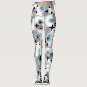Leggings Retro Mid-Century moderne Cosmique Abstrait Motif