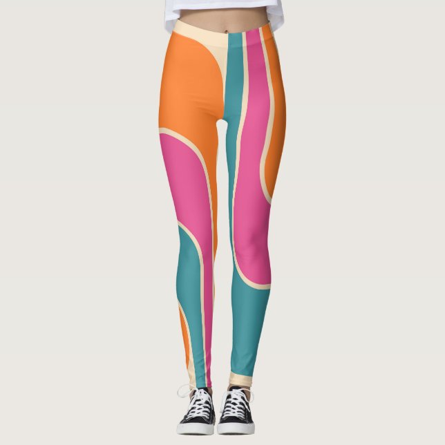 Leggings Retro Mod Geometric Design (Devant)