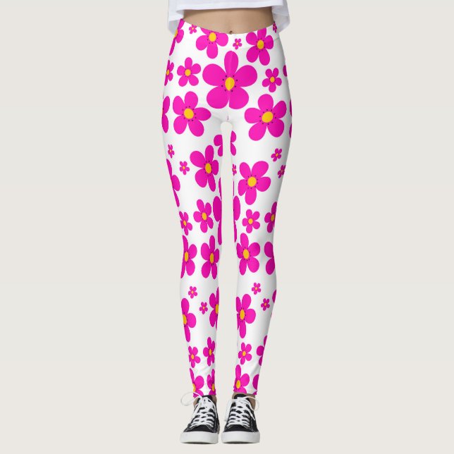 Leggings Rétro motif rose floral (Devant)