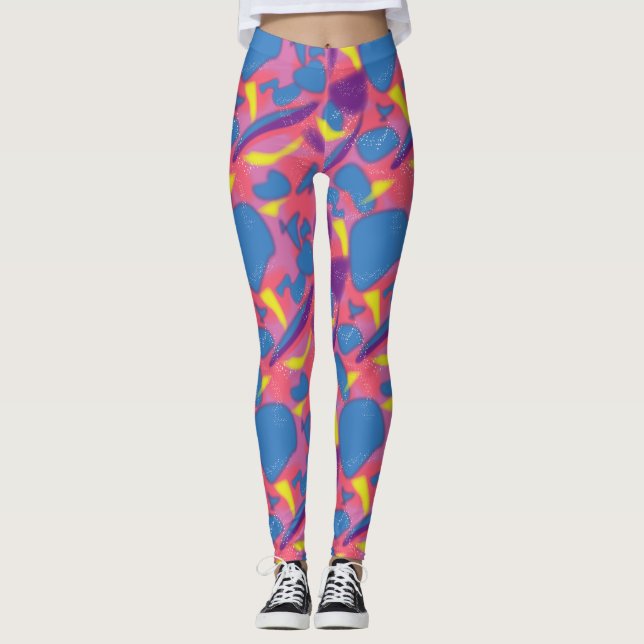 Leggings Rétro Néon Multicolore (Devant)