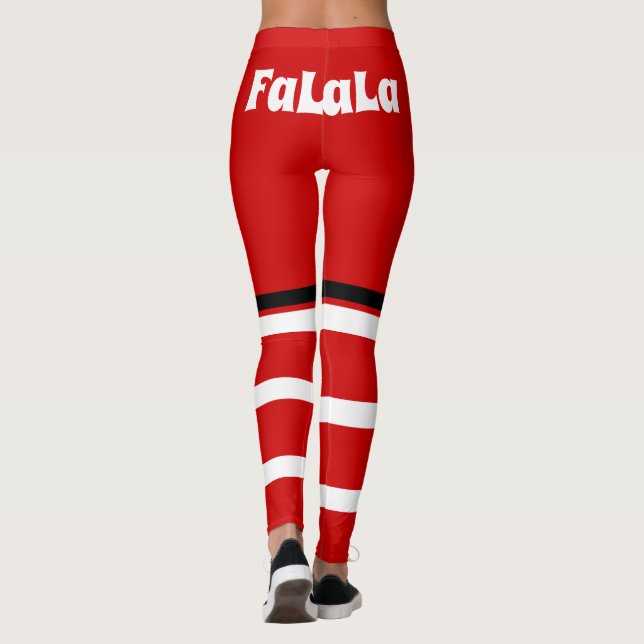 Leggings Rétro Noël Rouge Blanc Fa La La La (Dos)