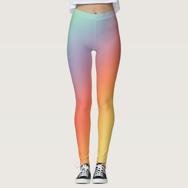 Leggings Retro Ombre Pastel Muted Rainbow tendance   (Devant)