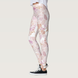 Leggings Retro Pastel Blush violet rose Mosaic Art Motif