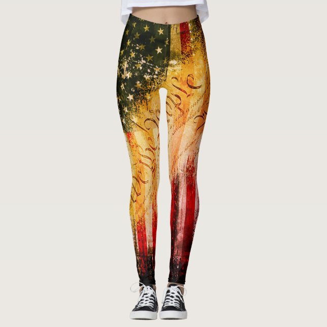 Leggings Retro Rock NOUS LE PEUPLE Drapeau américain (Devant)
