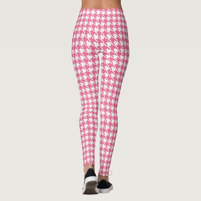 Leggings Rétro Rose à Motif Pied-de-Poule (Dos)