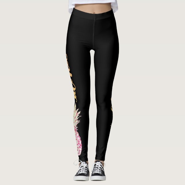Leggings Retro Rose Aloha Ananas (Devant)