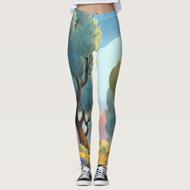 Leggings Retro Sunshine Patterns – Bold Colorful  (Devant)