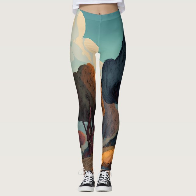 Leggings Retro Sunshine Patterns – Bold Colorful  (Devant)