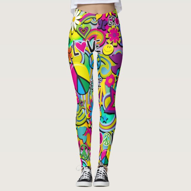 Leggings Retro Super FUN 60's Sixties Love Colorful Funky (Devant)
