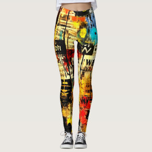 Leggings rétro vibrant méchant abstrait branché