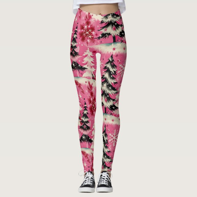 Leggings Retro Vintage Christmas: 1950's Pink Xmas (Devant)