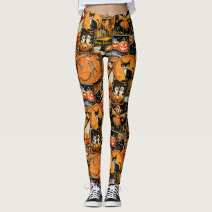 Leggings Retro Vintage Halloween Collage amusant