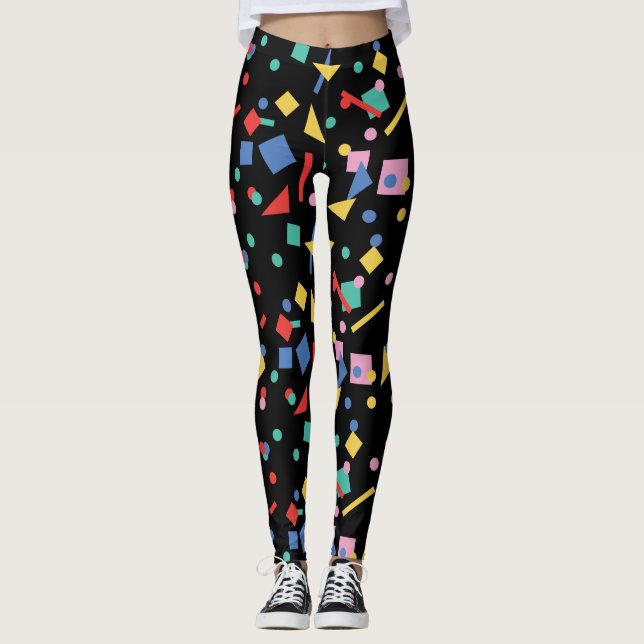 Leggings Rétros formes géométriques d'art de bruit 80s (Devant)