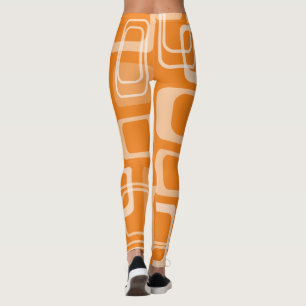 Leggings Rétros guêtres carrées oranges de motif