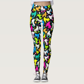 Leggings Rétros patins de rouleau Brights au néon sur le