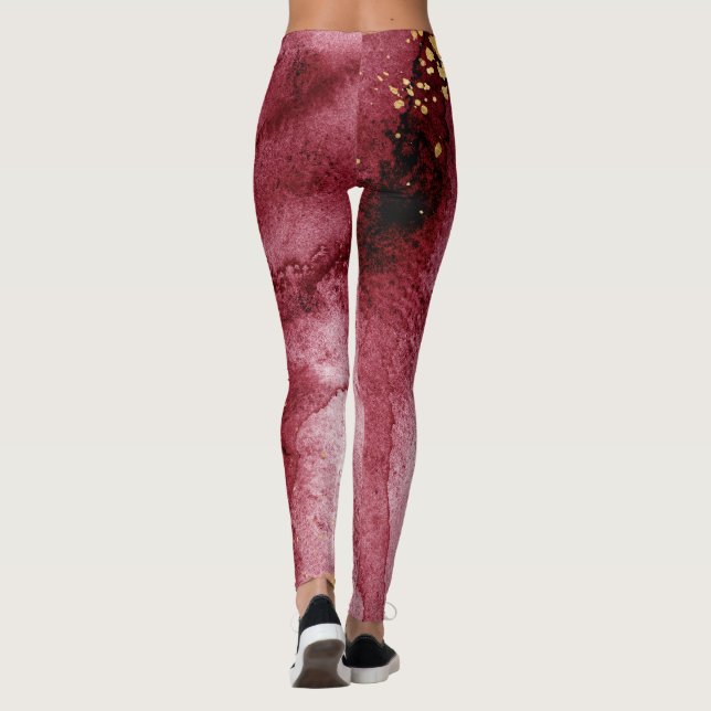 Leggings Rêve, aubergine, doré éclaboussé actif (Dos)