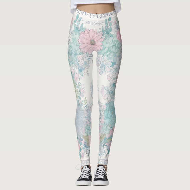 Leggings rêve chic délabré brume couleurs pastel journal dé (Devant)