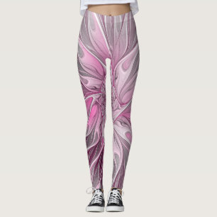 Leggings Rêve de fleur rose fractal, Motif d'Imaginaire flo