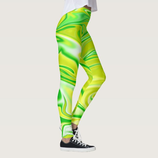 Leggings "Rêve minty : Les perles douces du marbre vert" (Droite)