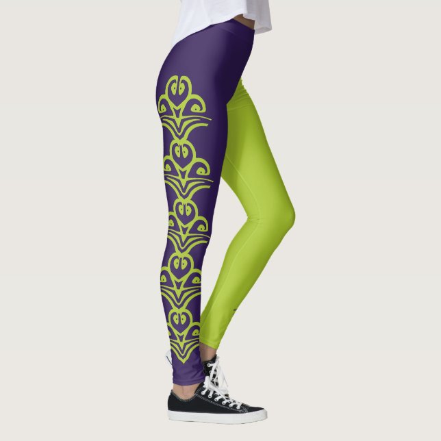 Leggings Reversi Jester déco violet et vert (Droite)