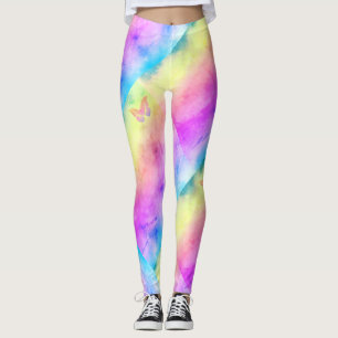 Leggings [Rêves d'aquarelle] Papillon aux couleurs pastel d