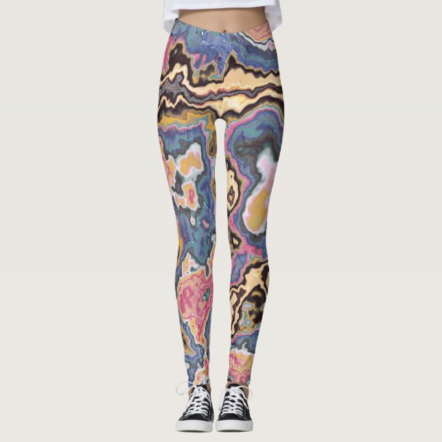 Leggings Rêves de géode de marbre pastel (Devant)