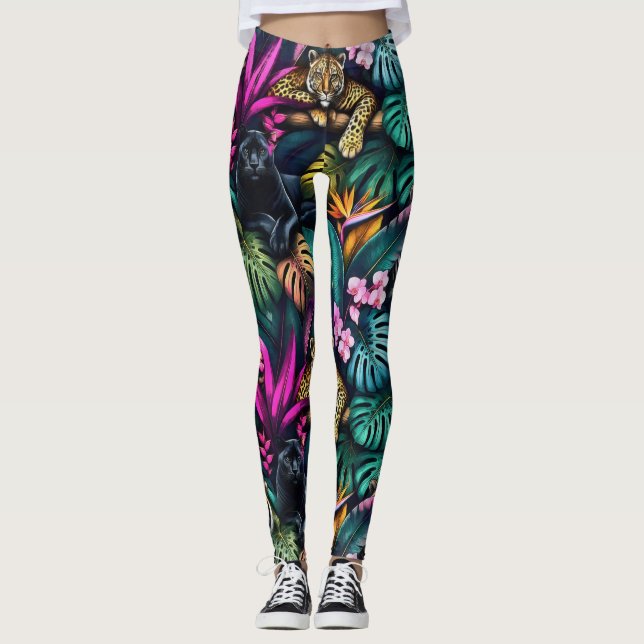 Leggings Rêves de grand félin motif de surface transparente (Devant)