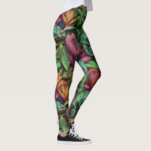 Leggings Rêves de jungle de caméléon Motif de surface trans