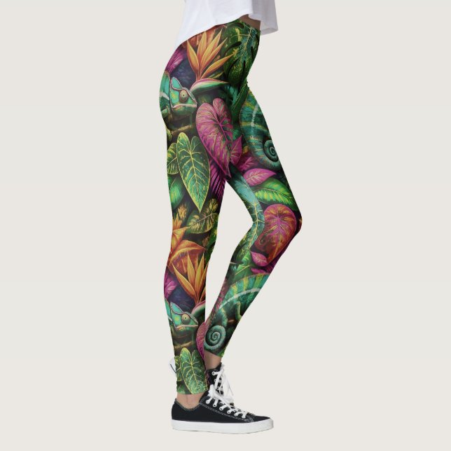 Leggings Rêves de jungle de caméléon Motif de surface trans (Droite)