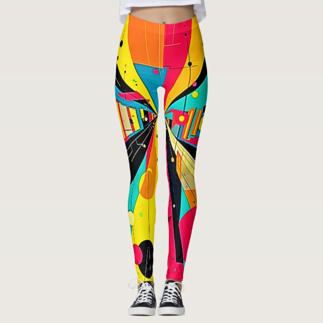 Leggings Rêves vifs : une odyssée néon (Devant)