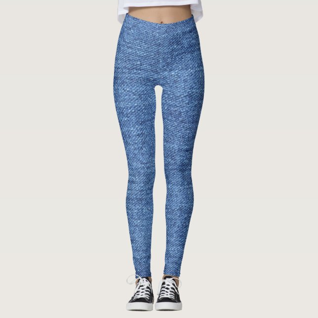 Leggings Revêtement bleu blanc Denim - Regarder l'image (Devant)